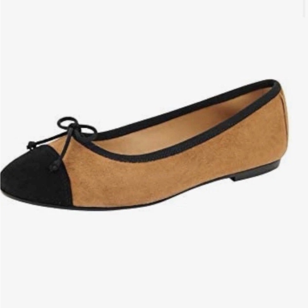 Patricia Green flats sz11 leather ballet flat two tone  beige & black